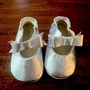 Silver baby shoes